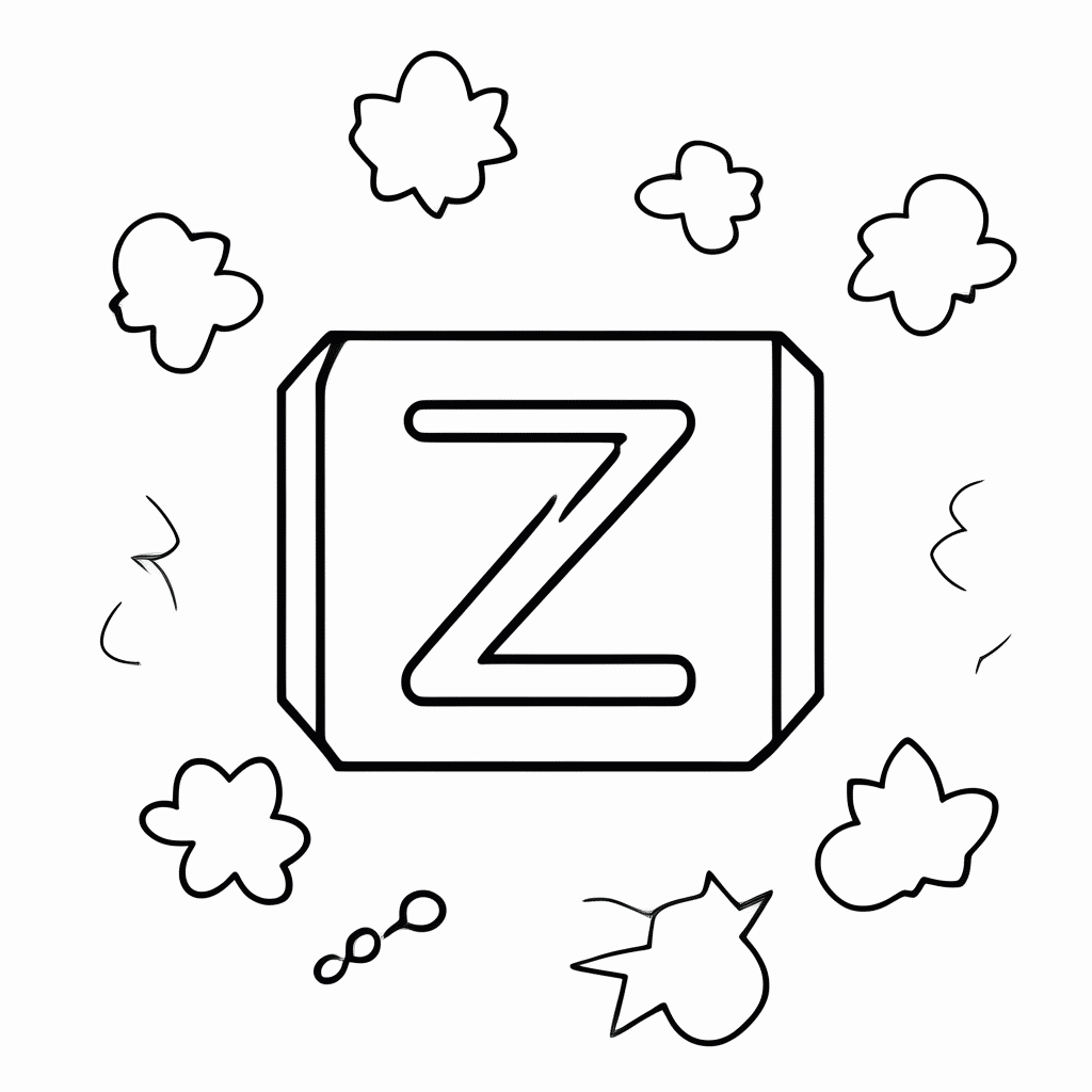 Desenho de Letra Z para colorir e imprimir grátis em folha A4