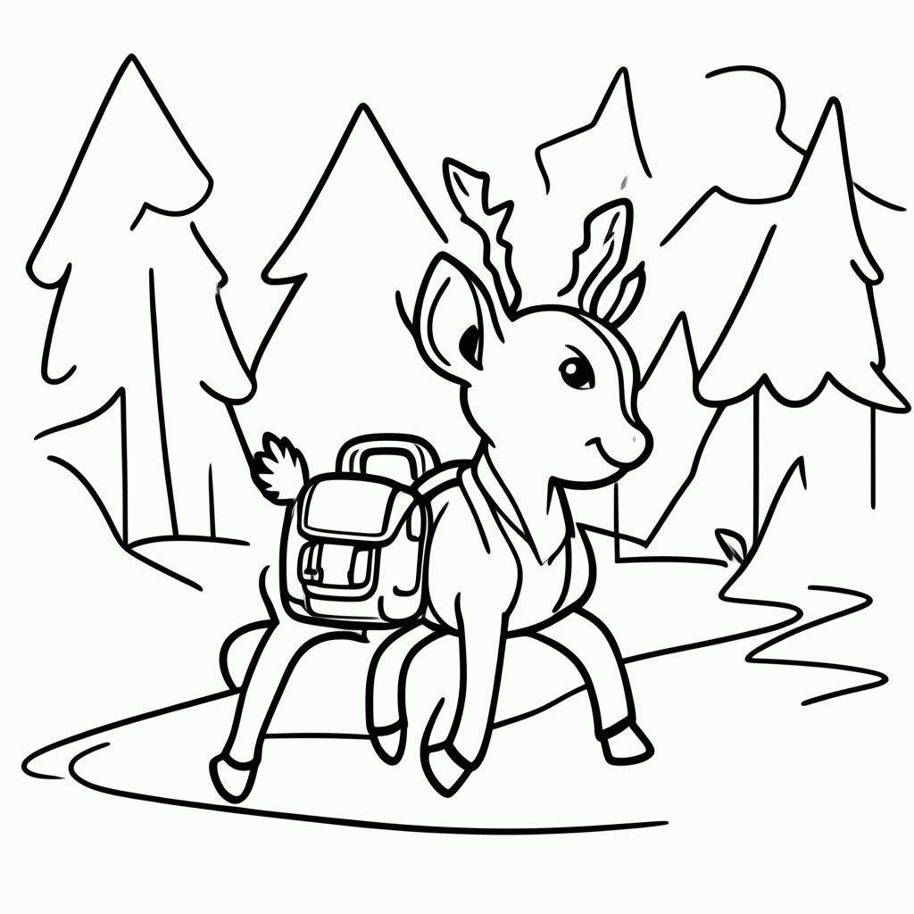 Desenho de Cervo na Trilha para colorir e imprimir grátis em folha A4