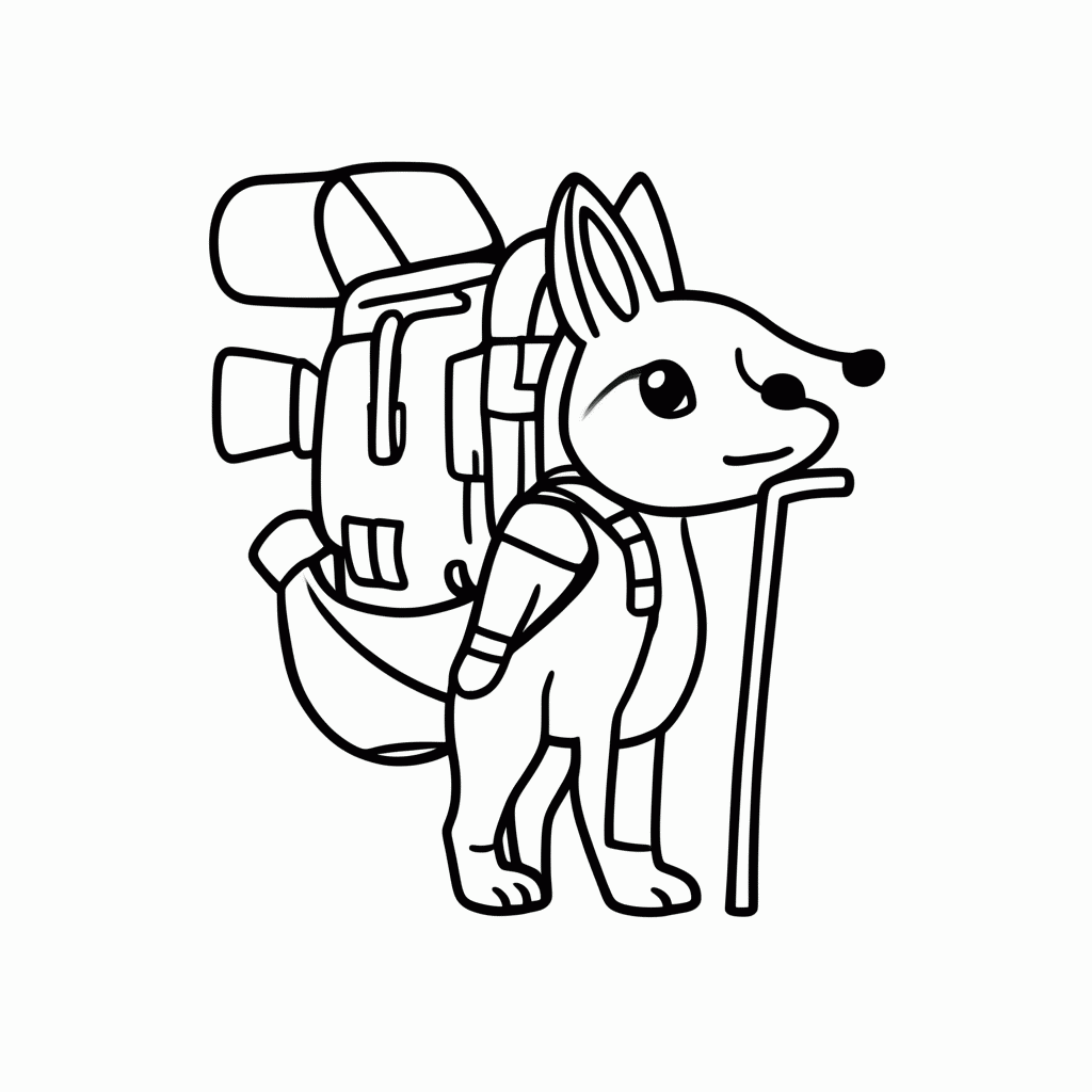 Desenho de Raposa com Mochila para colorir e imprimir grátis em folha A4