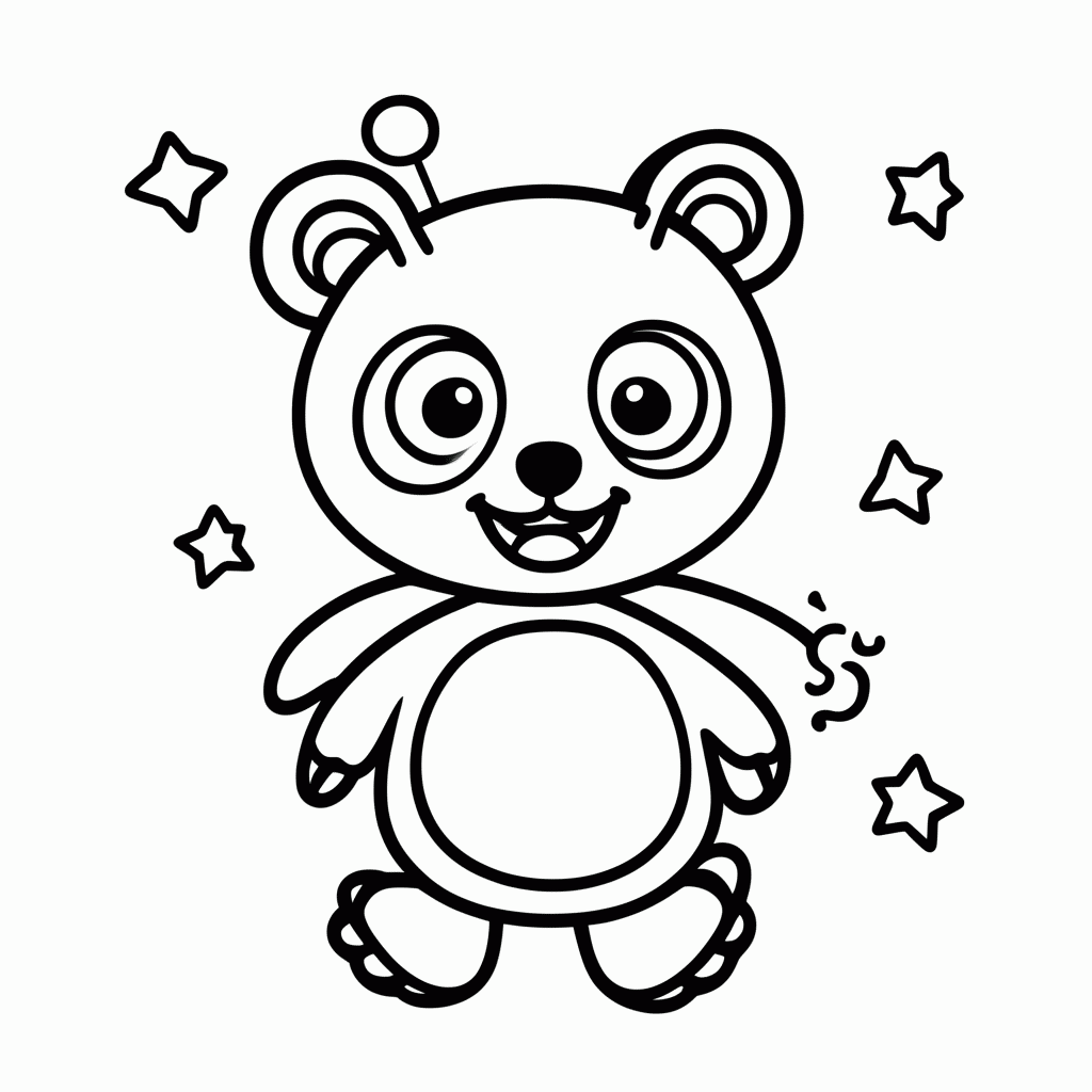 Desenho de Panda Alien para colorir e imprimir grátis em folha A4