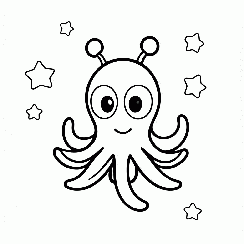 Desenho de Polvo Alien para colorir e imprimir grátis em folha A4