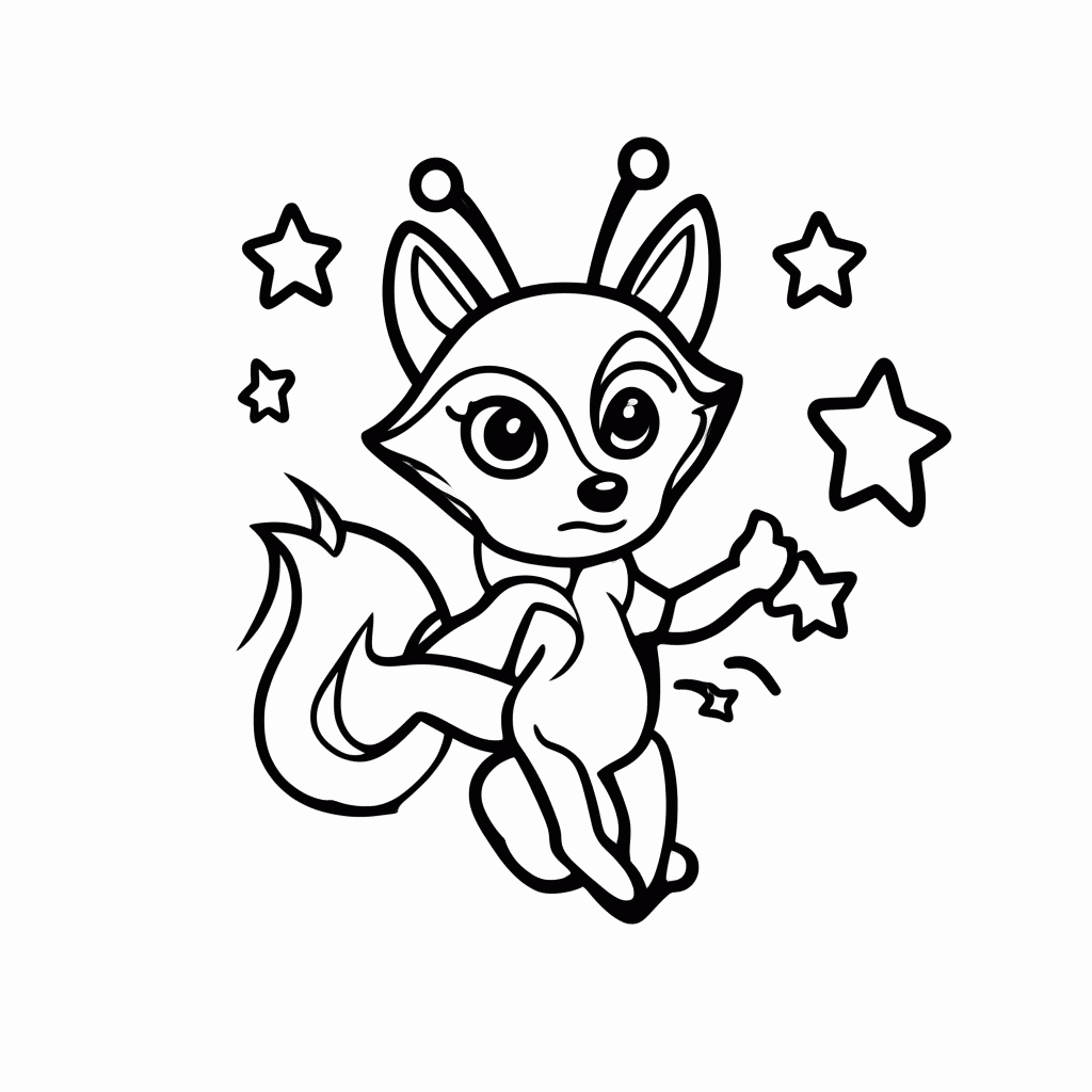 Desenho de Raposa Alien para colorir e imprimir grátis em folha A4
