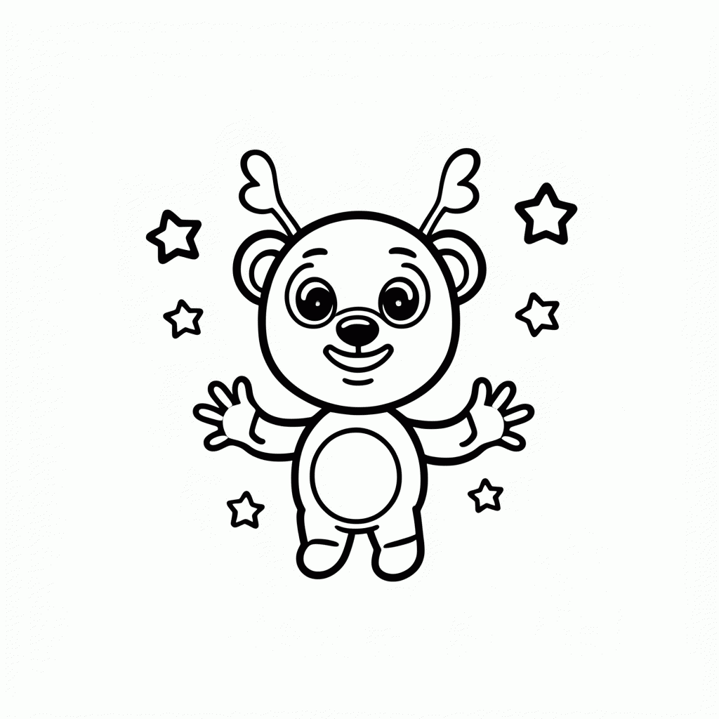 Desenho de Urso Alien para colorir e imprimir grátis em folha A4