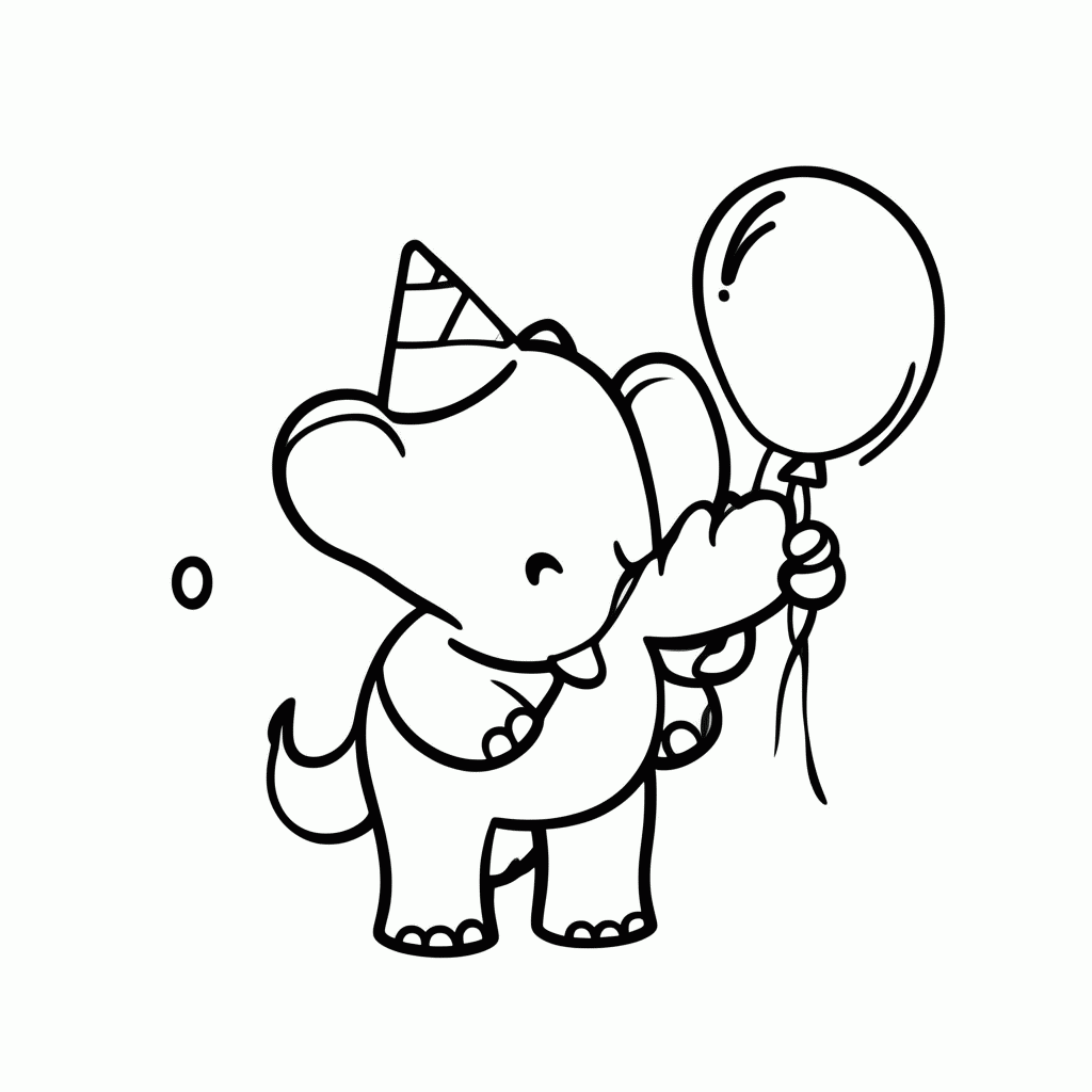 Desenho de Elefante com Balões para colorir e imprimir grátis em folha A4