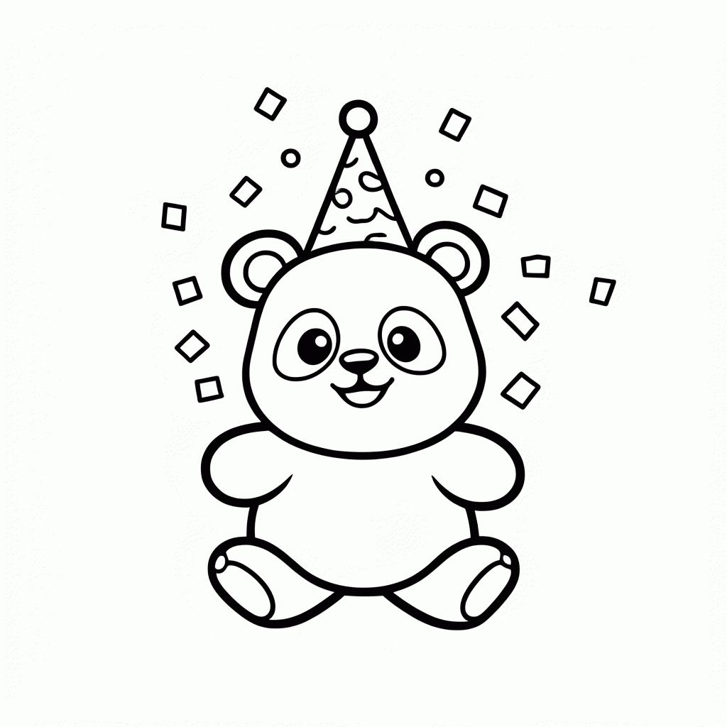 Desenho de Panda no Confete para colorir e imprimir grátis em folha A4