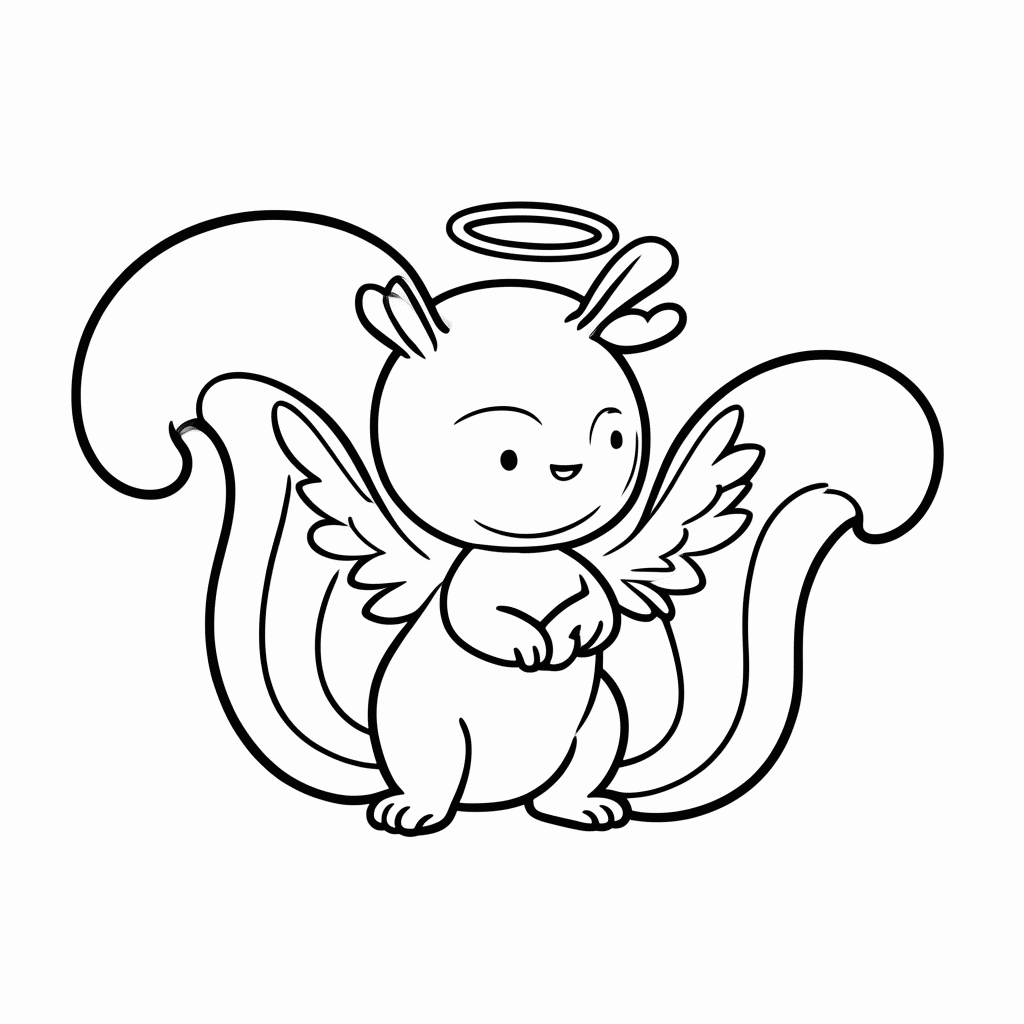 Desenho de Esquilo Anjinho para colorir e imprimir grátis em folha A4