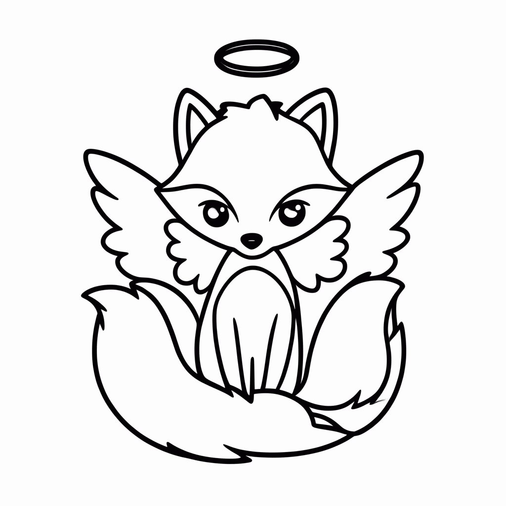 Desenho de Raposa Anjinho para colorir e imprimir grátis em folha A4