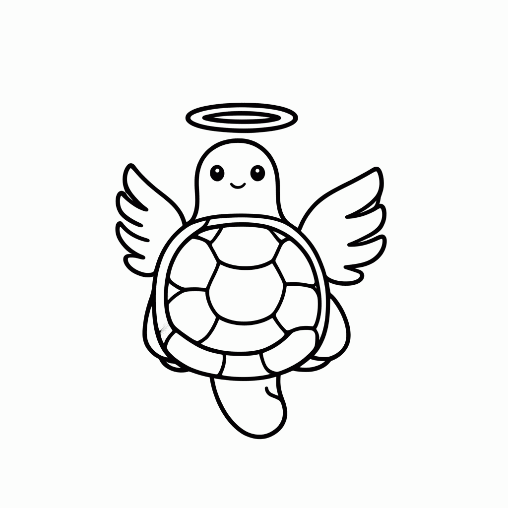 Desenho de Tartaruga Anjinho para colorir e imprimir grátis em folha A4