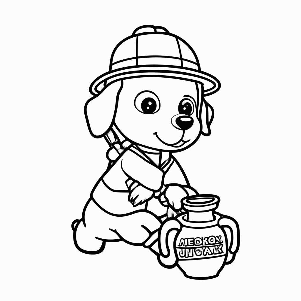 Desenho de Cachorro Arqueólogo para colorir e imprimir grátis em folha A4