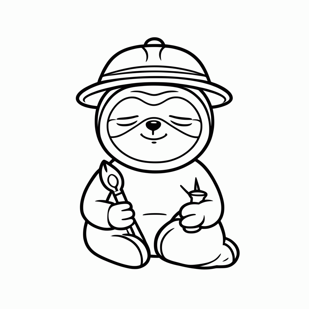 Desenho de Preguiça Arqueóloga para colorir e imprimir grátis em folha A4