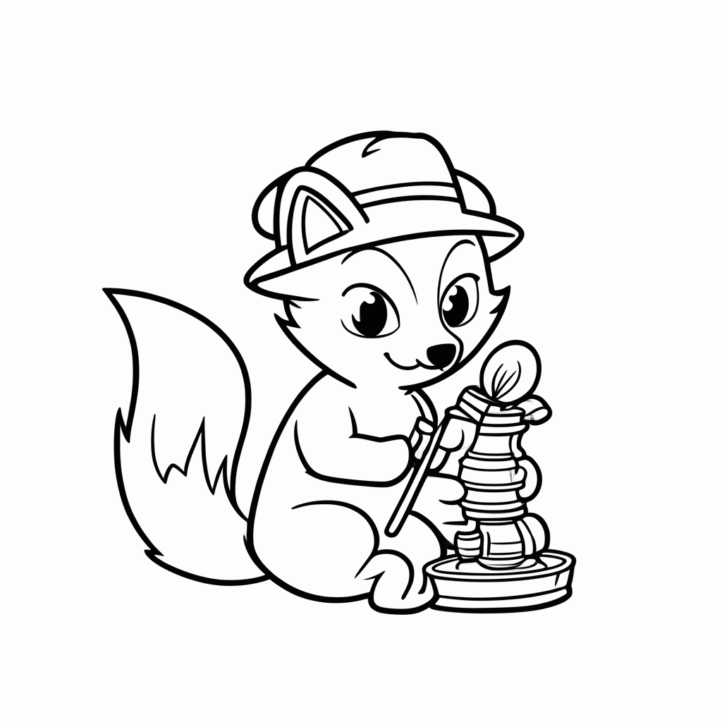 Desenho de Raposa Arqueóloga para colorir e imprimir grátis em folha A4