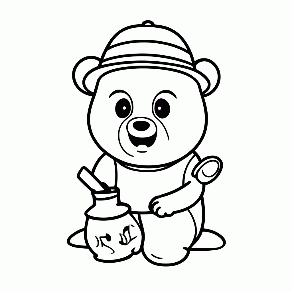 Desenho de Urso Arqueólogo para colorir e imprimir grátis em folha A4