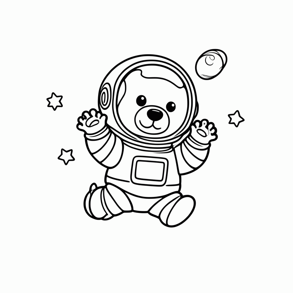 Desenho de Cachorro Astronauta para colorir e imprimir grátis em folha A4