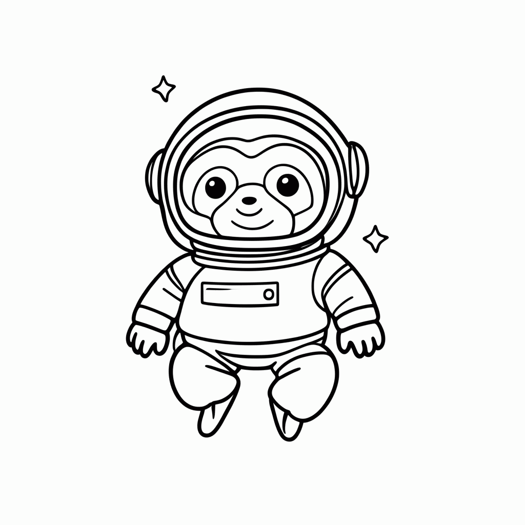 Desenho de Preguiça Astronauta para colorir e imprimir grátis em folha A4