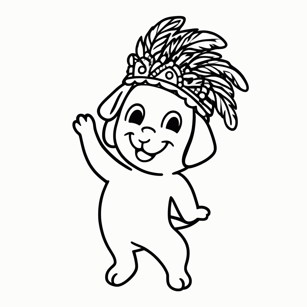 Desenho de Cachorro no Samba para colorir e imprimir grátis em folha A4
