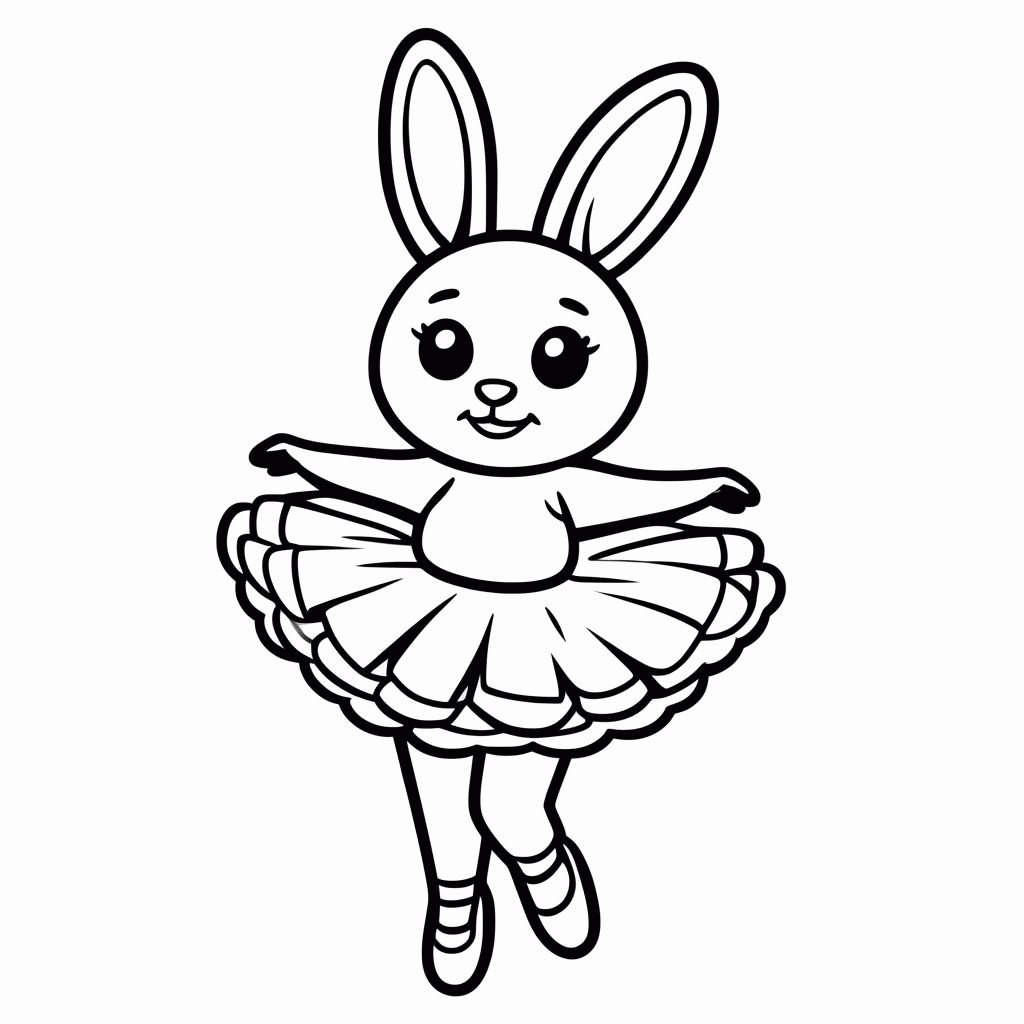 Desenho de Coelha Bailarina para colorir e imprimir grátis em folha A4