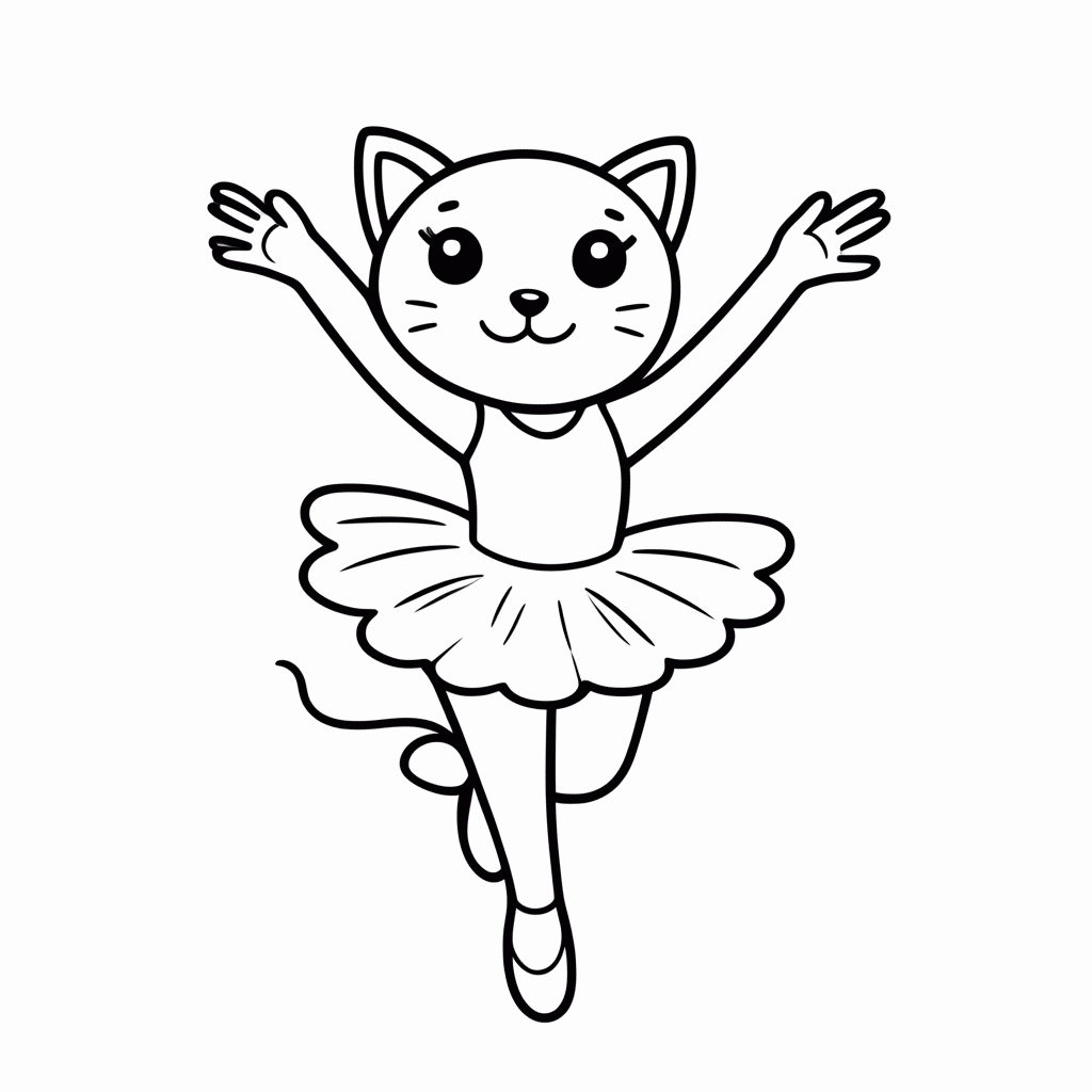 Desenho de Gata Bailarina para colorir e imprimir grátis em folha A4
