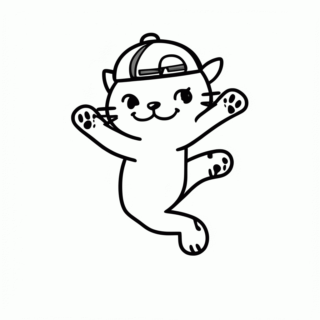 Desenho de Gato no Hip Hop para colorir e imprimir grátis em folha A4