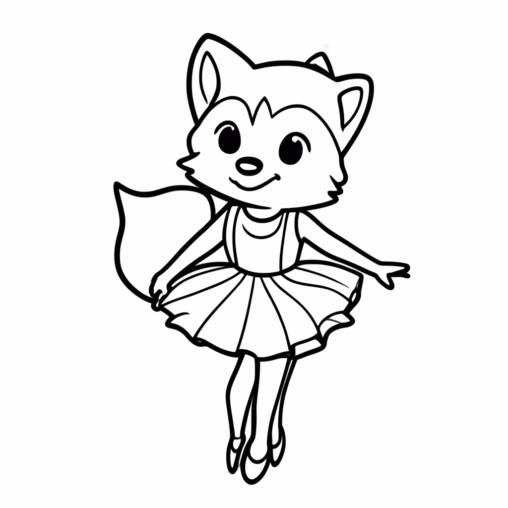 Desenho de Raposa Bailarina para colorir e imprimir grátis em folha A4