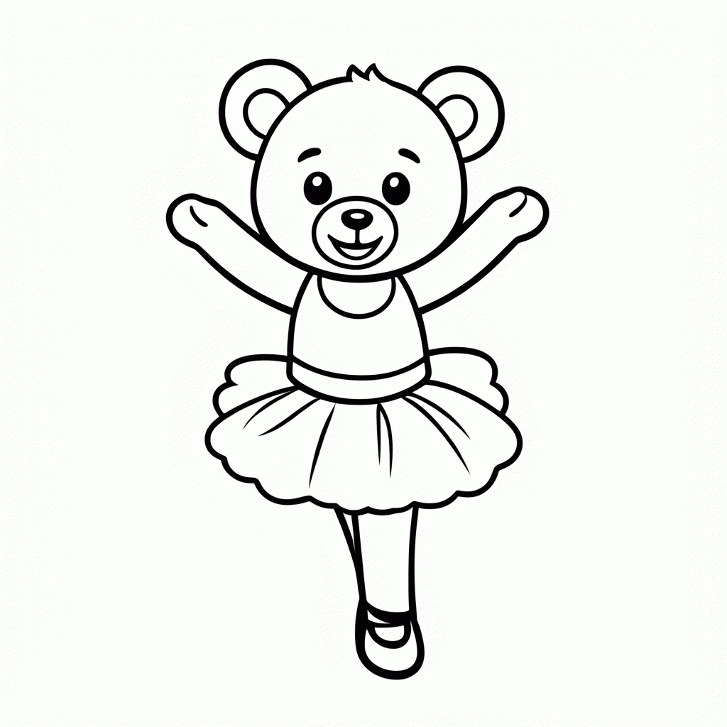 Desenho de Ursa Bailarina para colorir e imprimir grátis em folha A4