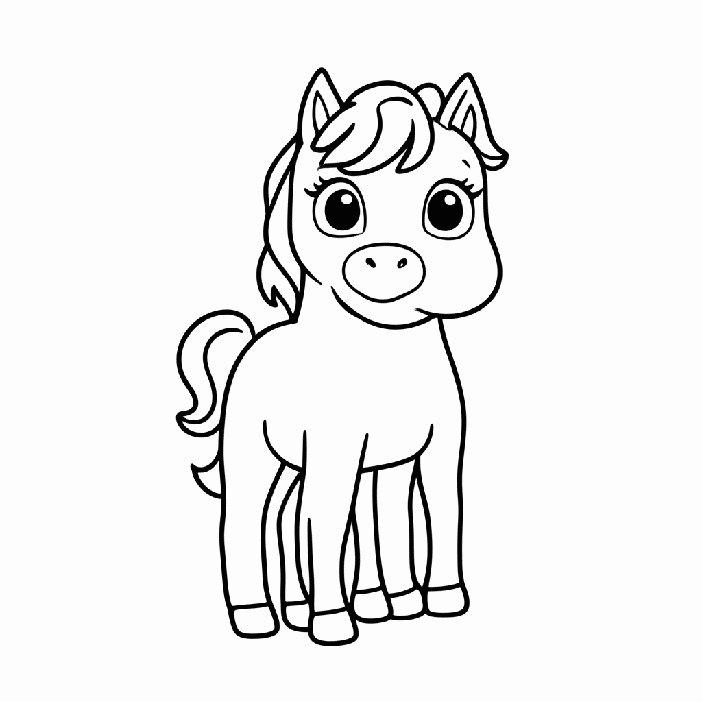 Desenho de Filhote De Cavalo Potro para colorir e imprimir grátis em folha A4