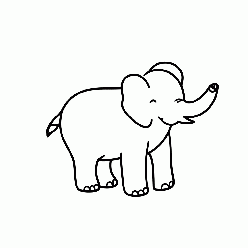 Desenho de Filhote De Elefante para colorir e imprimir grátis em folha A4