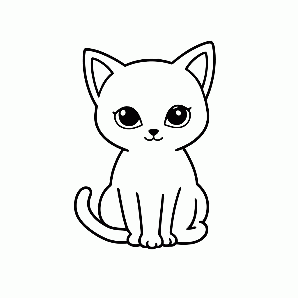 Desenho de Filhote De Gato para colorir e imprimir grátis em folha A4