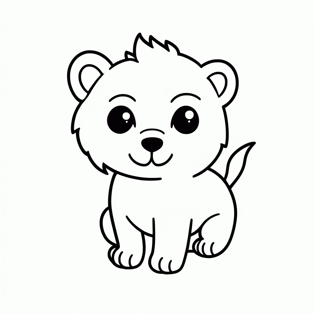 Desenho de Filhote De Leao para colorir e imprimir grátis em folha A4