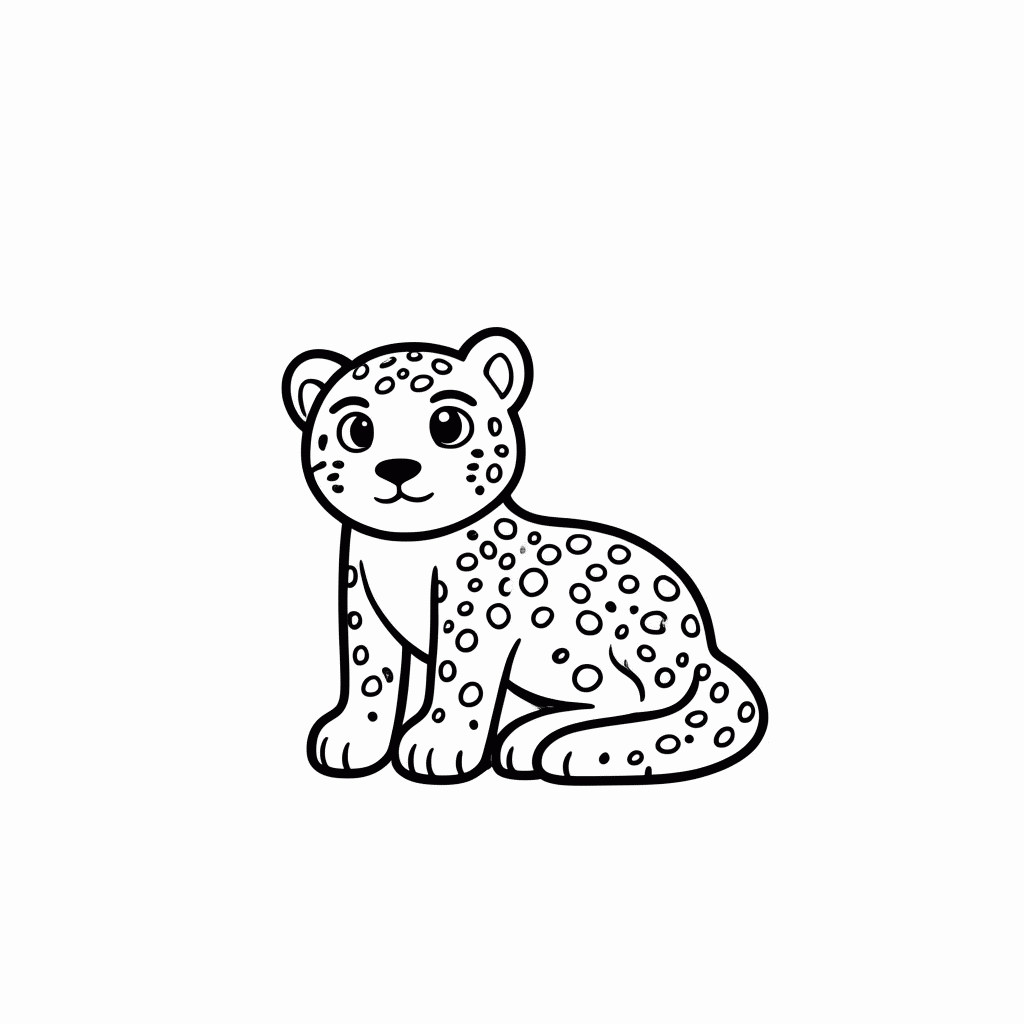 Desenho de Filhote De Leopardo para colorir e imprimir grátis em folha A4
