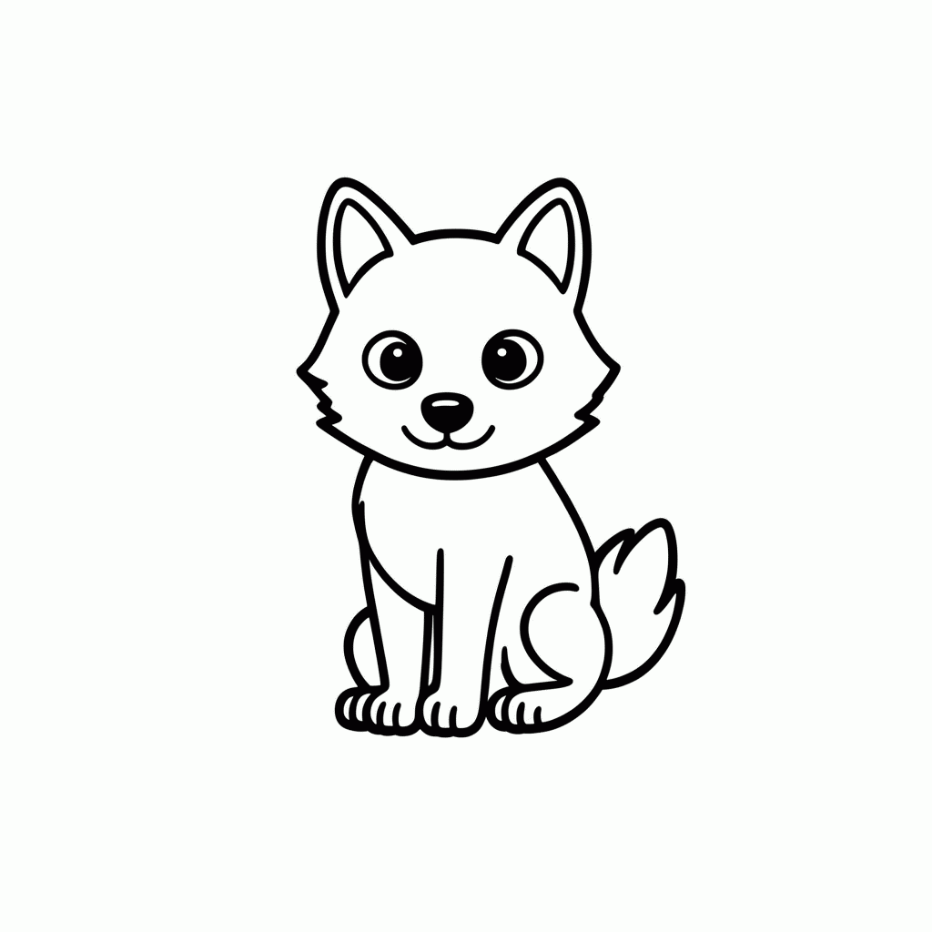 Desenho de Filhote De Lobo para colorir e imprimir grátis em folha A4