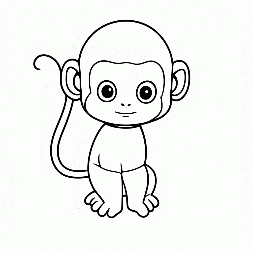 Desenho de Filhote De Macaco para colorir e imprimir grátis em folha A4