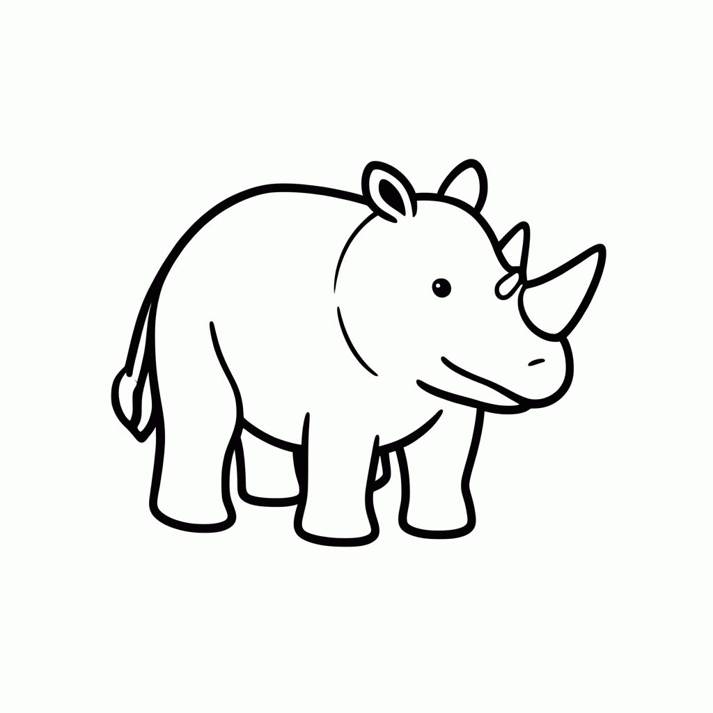 Desenho de Filhote De Rinoceronte para colorir e imprimir grátis em folha A4
