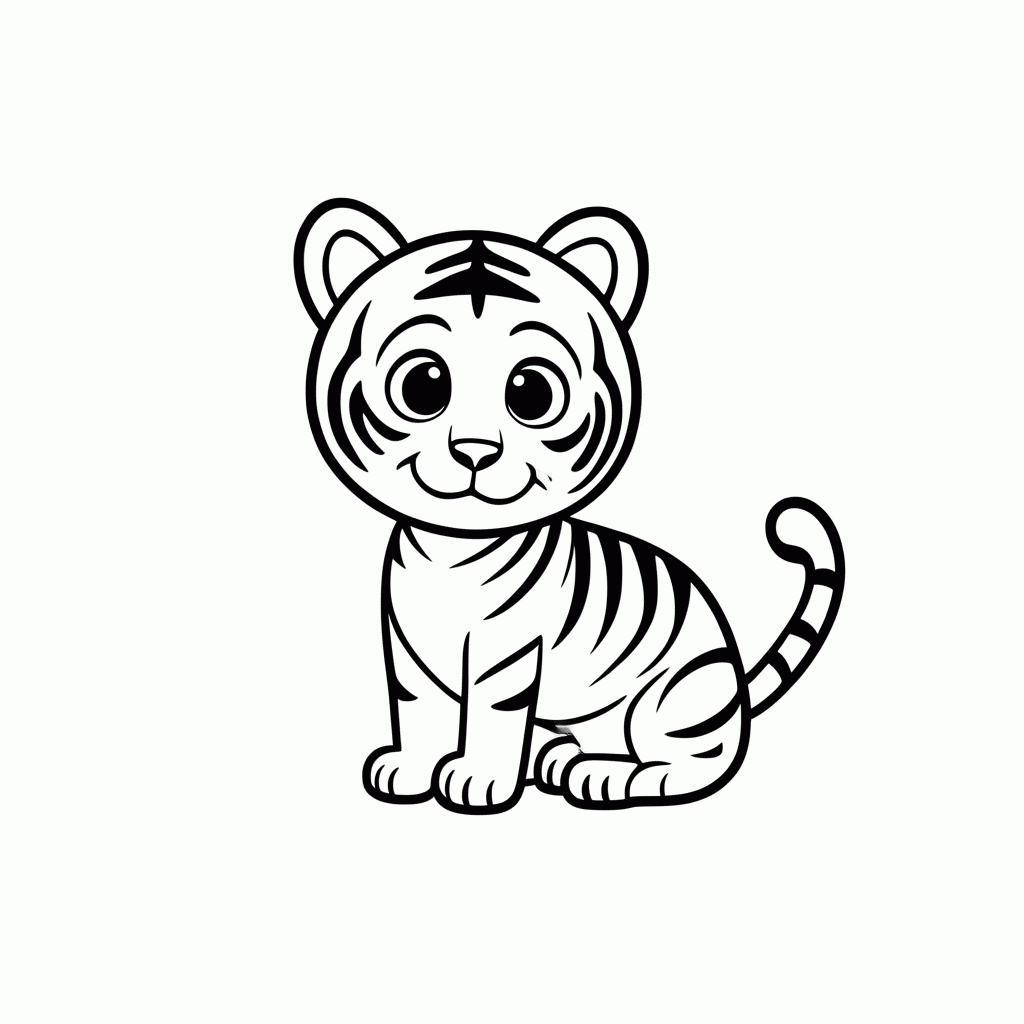Desenho de Filhote De Tigre para colorir e imprimir grátis em folha A4