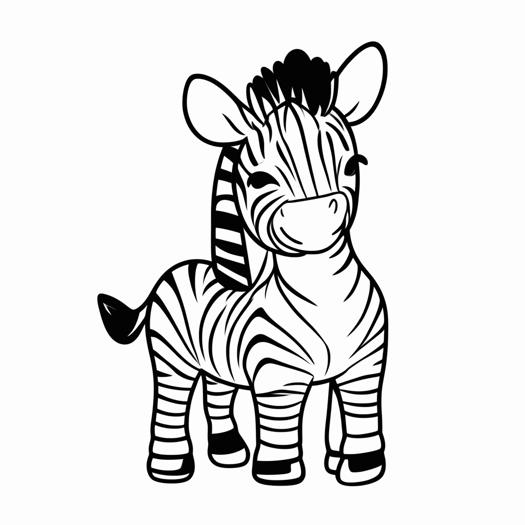 Desenho de Filhote De Zebra para colorir e imprimir grátis em folha A4