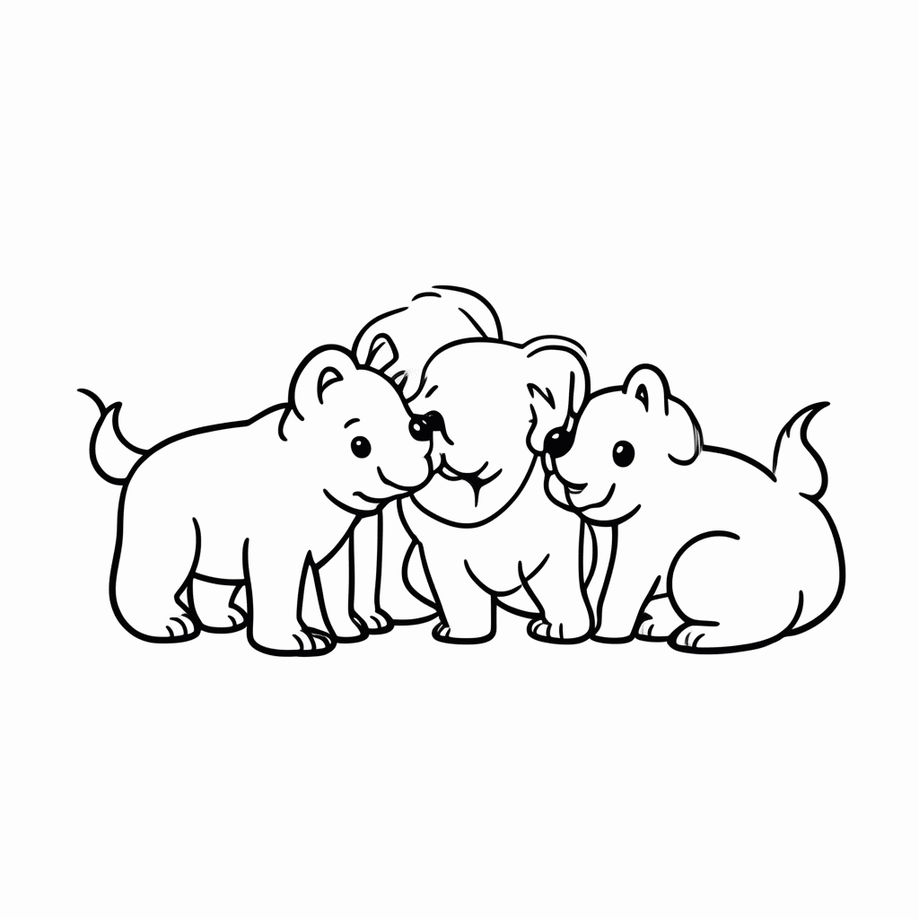 Desenho de Grupo De Filhotes Brincando para colorir e imprimir grátis em folha A4