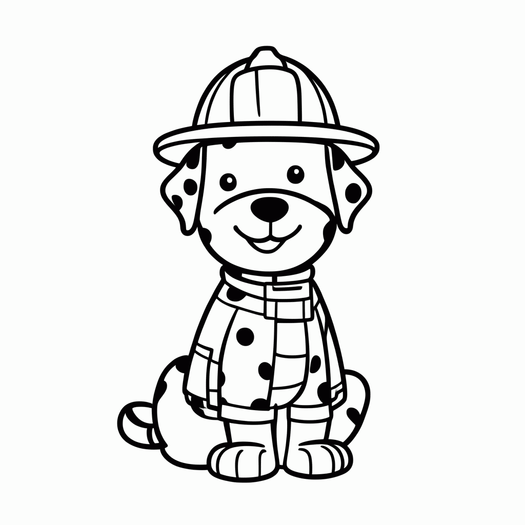 Desenho de Cachorro Dálmata Bombeiro para colorir e imprimir grátis em folha A4