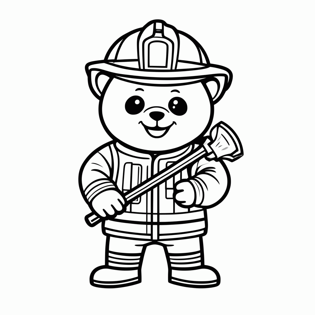 Desenho de Panda com Capacete para colorir e imprimir grátis em folha A4