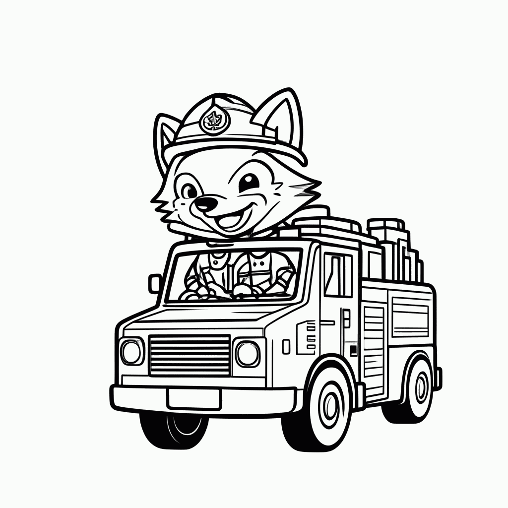 Desenho de Raposa no Caminhão para colorir e imprimir grátis em folha A4