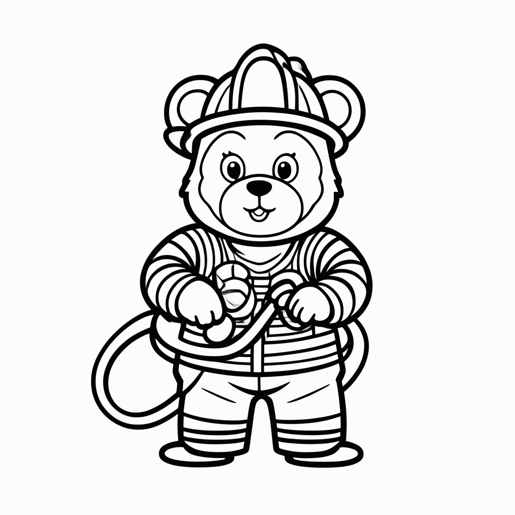 Desenho de Urso com Mangueira para colorir e imprimir grátis em folha A4
