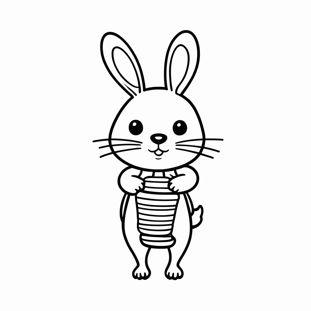 Desenho de Coelho com Pião para colorir e imprimir grátis em folha A4