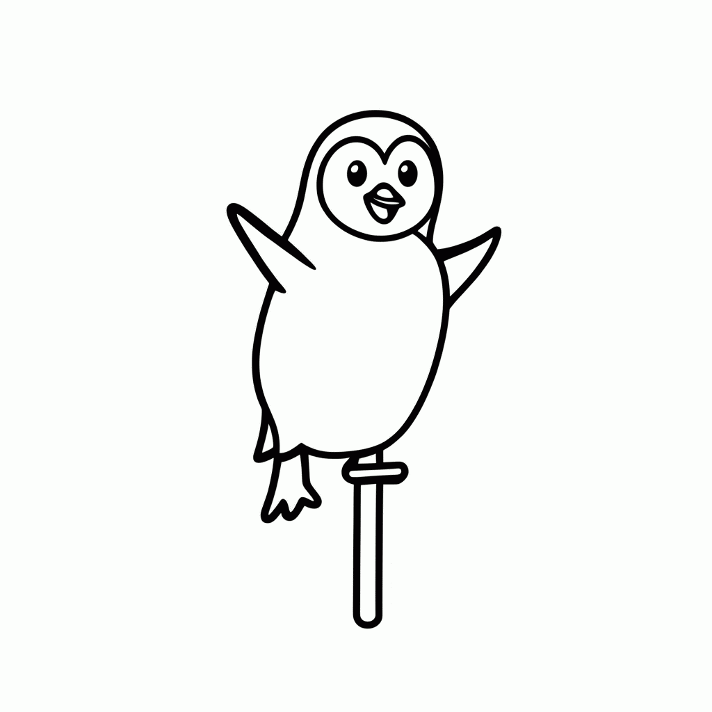 Desenho de Pinguim no Pula-Pula para colorir e imprimir grátis em folha A4