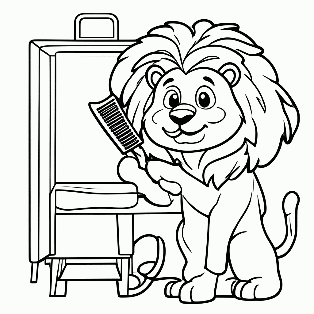 Desenho de Leão Cabeleireiro para colorir e imprimir grátis em folha A4