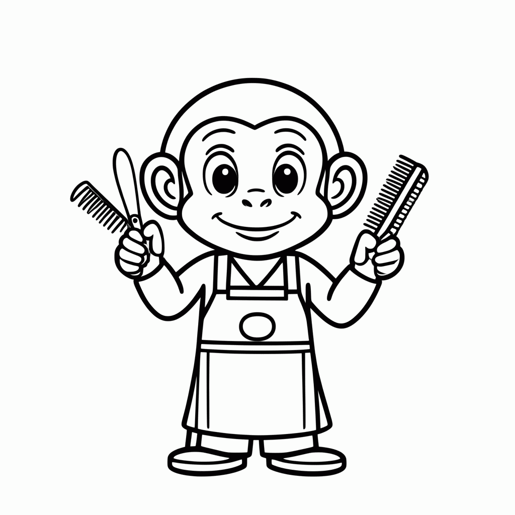 Desenho de Macaco Cabeleireiro para colorir e imprimir grátis em folha A4