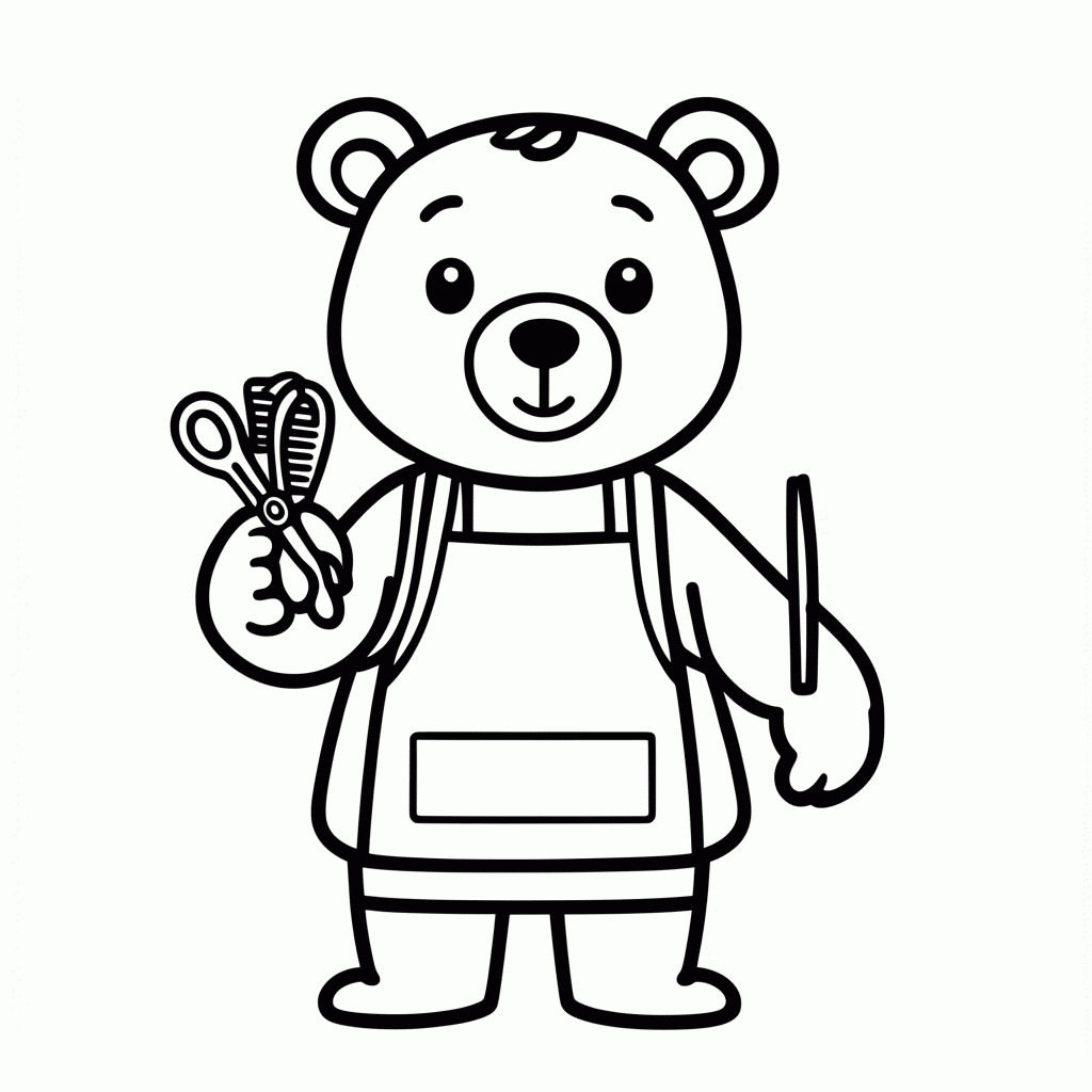 Desenho de Urso Barbeiro para colorir e imprimir grátis em folha A4
