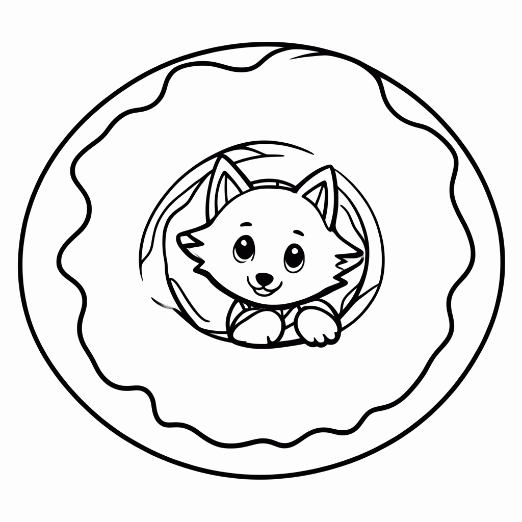 Desenho de Raposa no Donut Gigante para colorir e imprimir grátis em folha A4