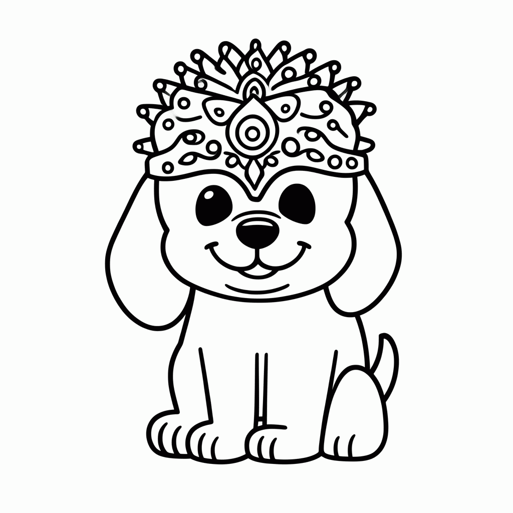 Desenho de Cachorro com Máscara para colorir e imprimir grátis em folha A4