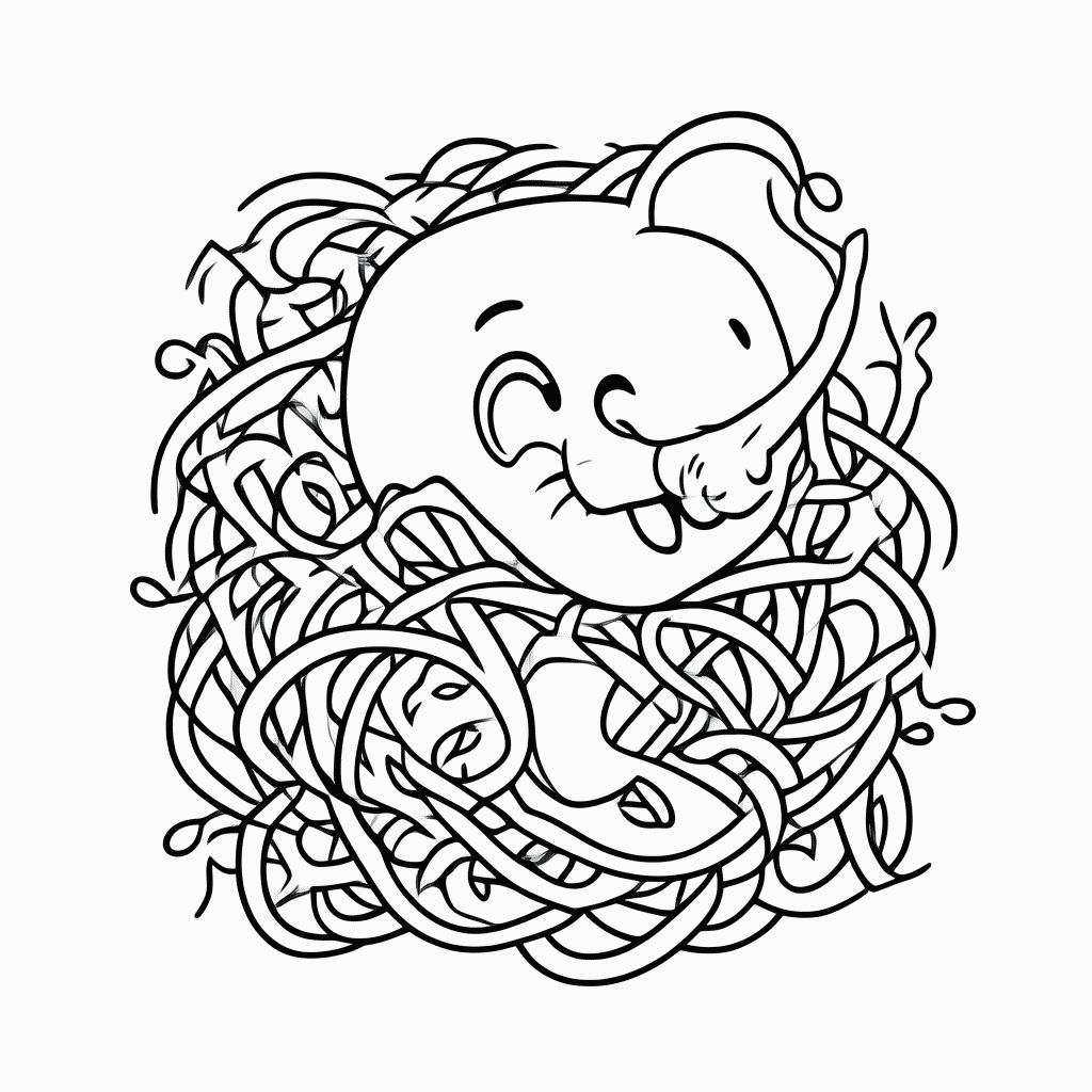 Desenho de Elefante com Serpentina para colorir e imprimir grátis em folha A4