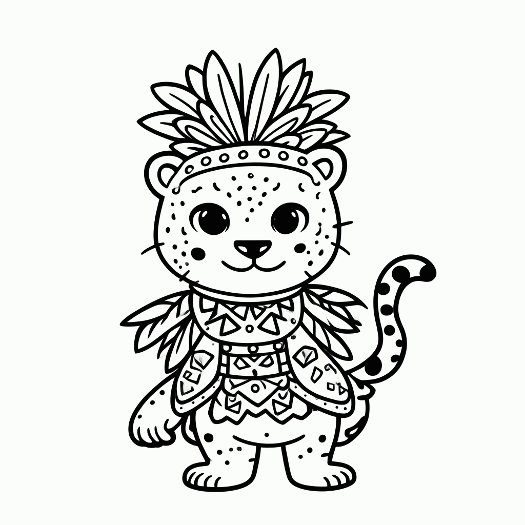 Desenho de Onça Fantasiada para colorir e imprimir grátis em folha A4