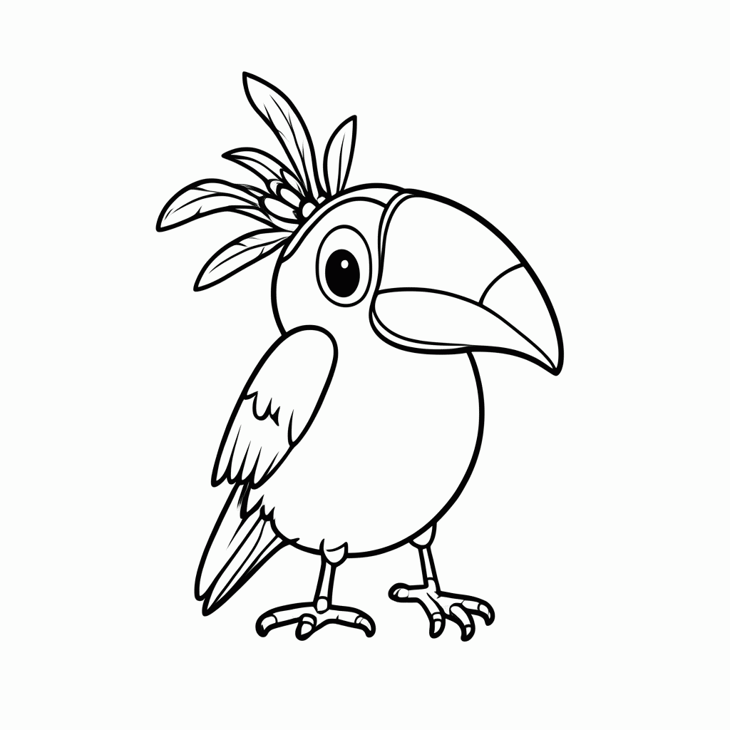 Desenho de Tucano no Carnaval para colorir e imprimir grátis em folha A4