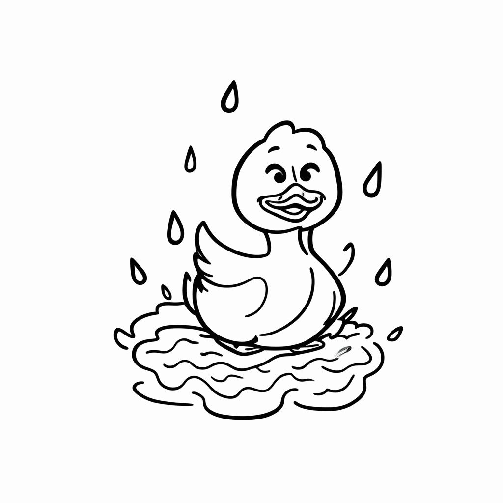 Desenho de Pato na Chuva para colorir e imprimir grátis em folha A4